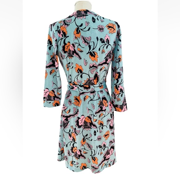 Diane von Furstenberg Tulle Flower Green Wrap Dress Sz 4 - Picture 2 of 5